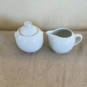 Vintage 1998 White Porcine Sugar & Creamer Coffee Set